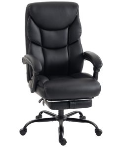 Executive Office Chair, 180kg Big and Tall PU Desk Chair with Linked Armrests, Pocket Spring Cushion, Adjustable Height, Rocking Function, 165° Reclining Backrest, Footrest, PU Casters, Black