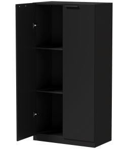 120 cm Tall Storage Cabinet Cupboard, 3-Tier File Organiser Wooden Filing Cabinet, Black