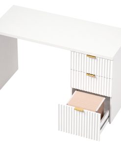 Computer Desk with 3 Drawers Reversible Home Office Desk 120 cm, White